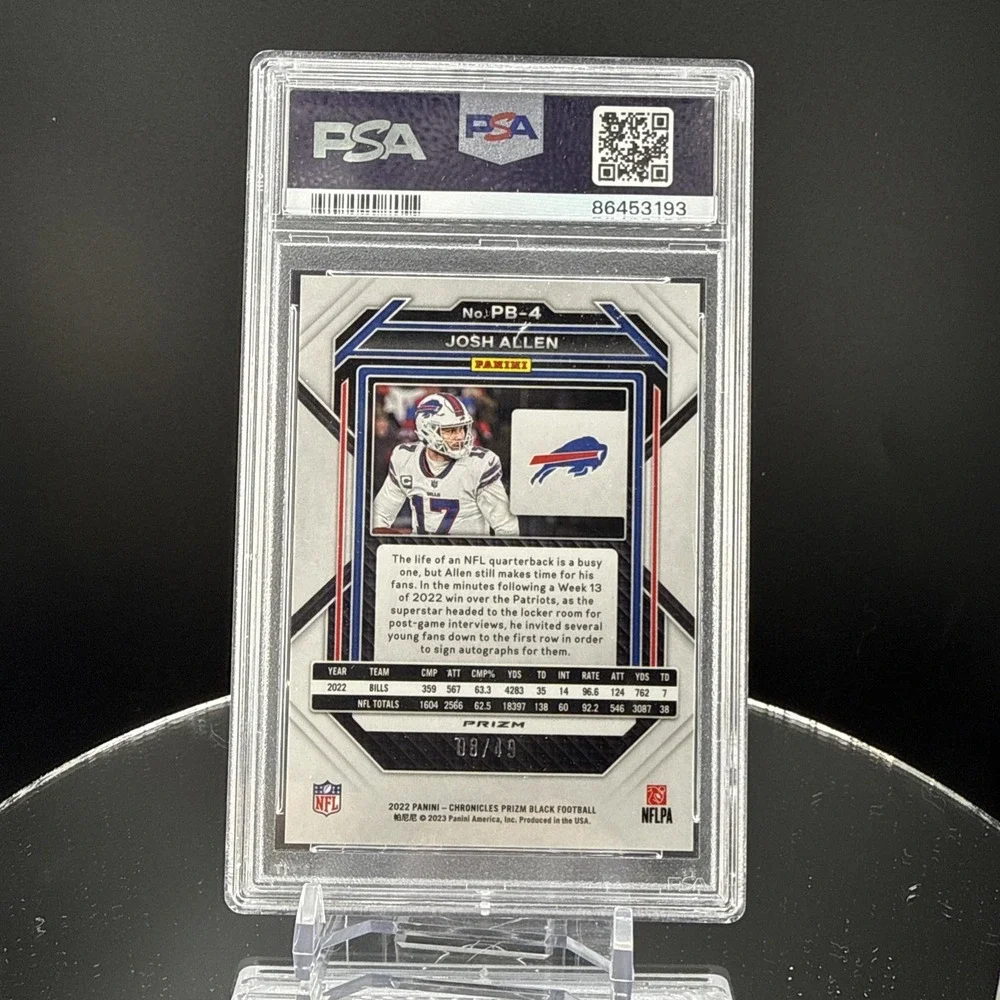 2022 Panini Chronicles - Prizm Black Green Josh Allen #PB-4 /49